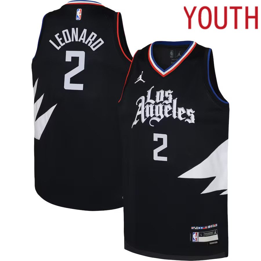 Youth Los Angeles Clippers 2 Kawhi Leonard Jordan Brand Black 2022-23 Swingman NBA Jersey